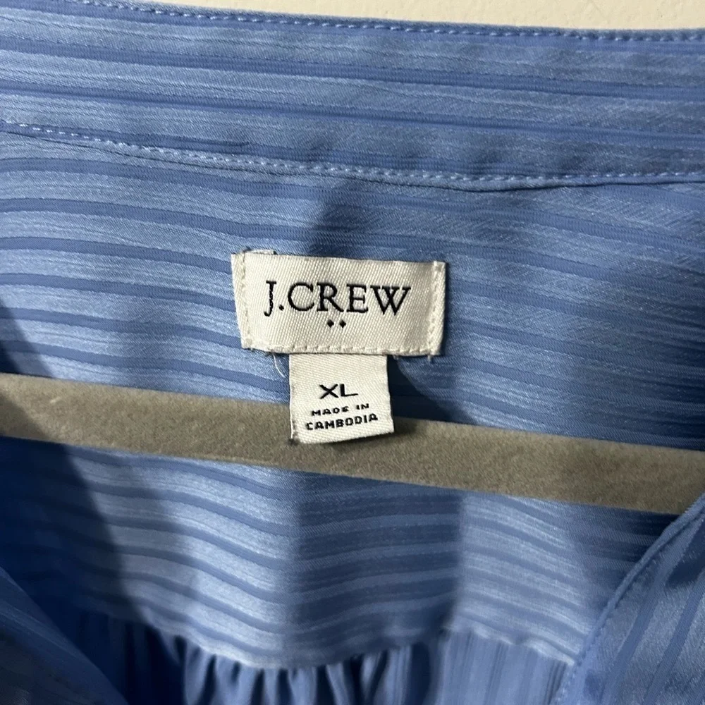 J. Crew Striped B Neck Button Blue long sleeve Blouse
